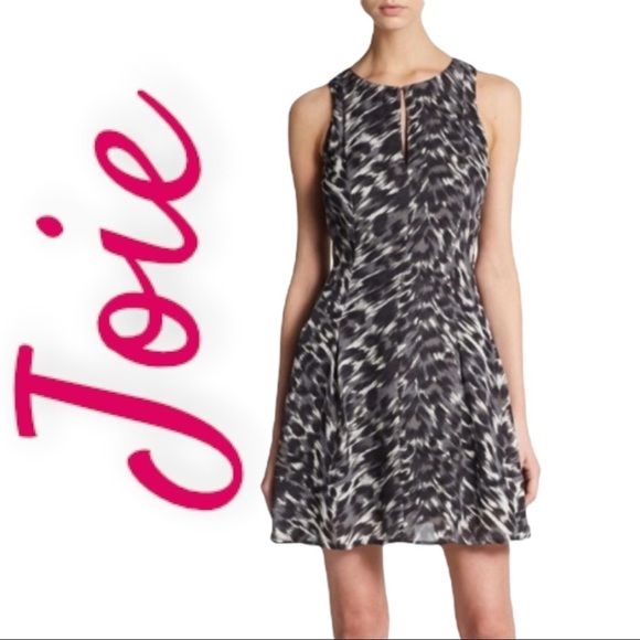 JOIE Silk Tavie Leopard Print Fit & Flare Mini Dress, Size Small - Picture 1 of 15